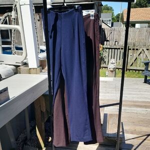Susan Graver Navy and Brown Wide Leg Pants